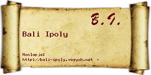 Bali Ipoly névjegykártya